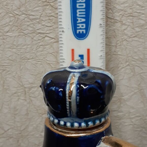 Vintage Jug Decanter Music Box With Stopper Plays "How Dry I Am" In Cobalt Blue - Picture 5 of 6